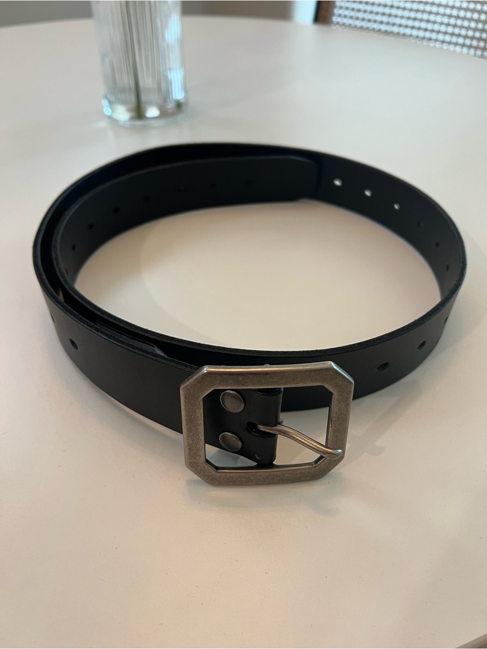 Black Leather Men’s Western Belt